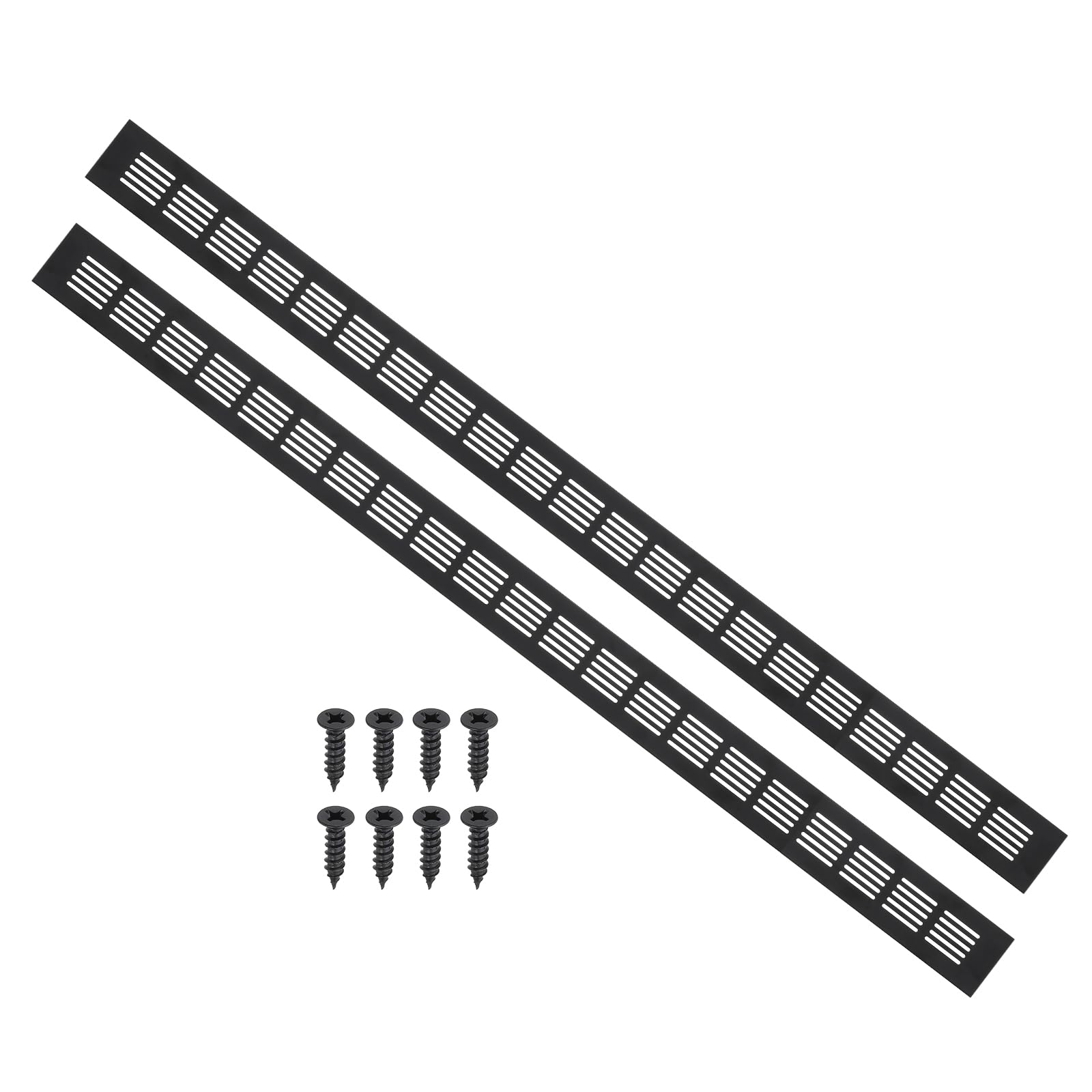 PATIKIL 31.5 x 2 Inch Door Air Vent Cover, 2pcs Aluminum Grille Ventilation Cover Louvered with Mounting Screws for Cabinet Wardrobe Door, Black
