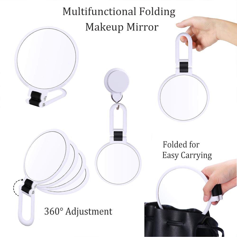 15x Magnifying Handheld Mirror,Travel Folding Hand Held Mirror,Double Sided Pedestal Makeup Mirror with 1/15x Magnification: Beauty