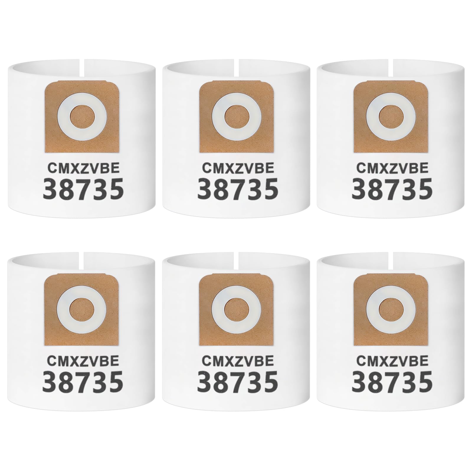 Photo 1 of 6 Pack 38735 Fine Dust Bags Compatible with Craftsman 12 Gallon Wet/Dry Shop Vacuums, Part# CMXZVBE38735