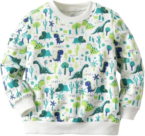 Amazon Elfin Park プルオーバー パーカー 子供服 長袖 スウェット 男の子 Tシャツ ロングスリーブ 恐竜柄 かわいい 春 秋 トップス 春秋服 通学 スポーツ カジュアル トレーナー パーカー 通販