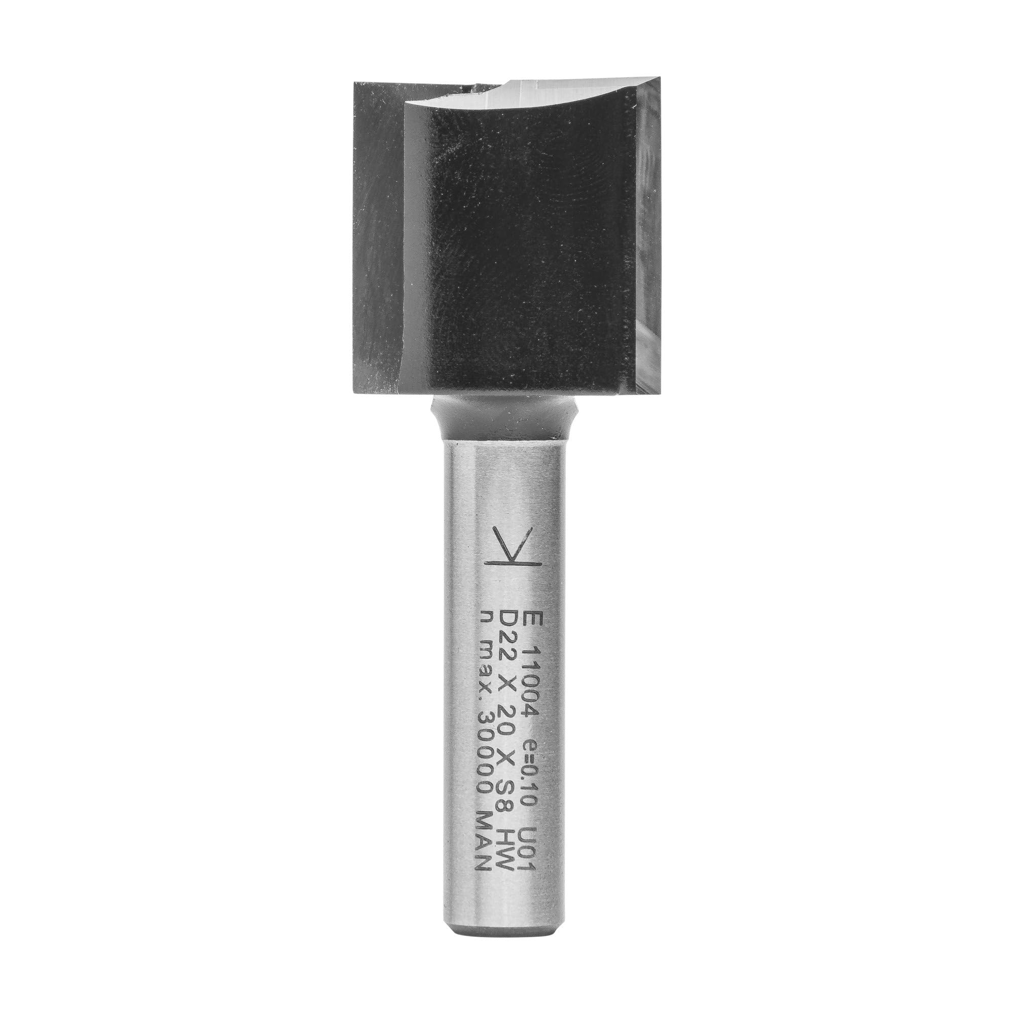 ENT 11004 Straight Cutter TC, Shank (S) 8 mm, Diameter (D) 22 mm, NL 20 mm, SL 32 mm, GL 52 mm, with Tungsten Carbide TC, Centre Tip โ image 1