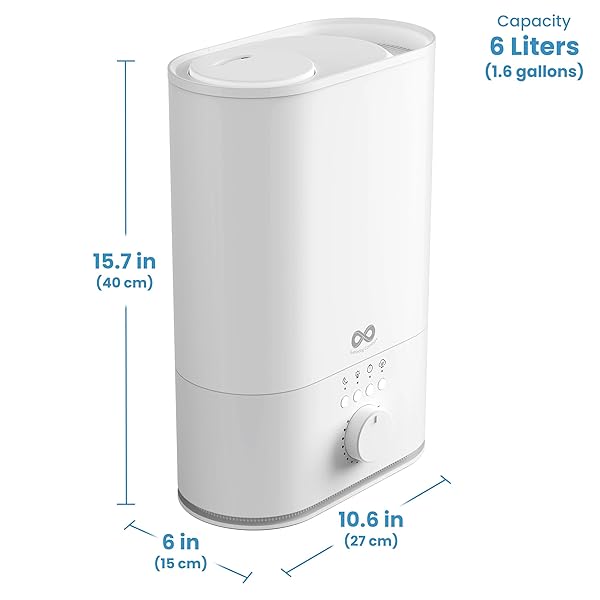 EVERLASTING COMFORT 6L HUMIDIFIER LARGE ROOM, HIGH MIST OUTPUT 60 HR RUNTIME ULTRASONIC TOP FILL HUMIDIFIERS FOR BEDROOM, EASY TO USE & CLEAN FOR HOME, BABY HUMIDIFIER, PLANTS, CONGESTION, INDOOR