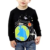Toddler Boy Long Sleeve Shirts Kids Pullover Top Planet Dinosaur Tractor Cotton Graphic T-Shirt