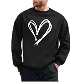 Zeiyignr Valentines Day Sweatshirt for Men Love Heart Graphic Crewneck Pullover Sweatshirts Funny Long Sleeve Valentine Shirt