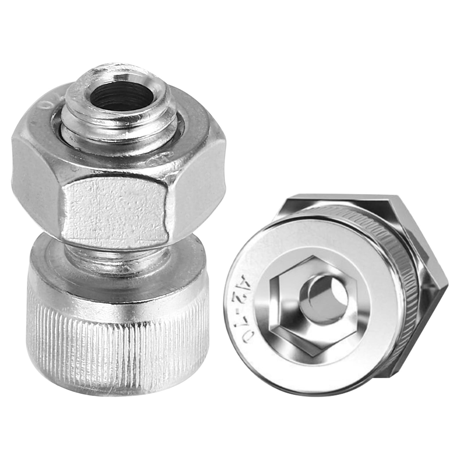 PATIKIL M10x16mm 304 Stainless Steel Hollow Bolt, 2 Set Cylindrical Hexagon Socket Screw Nut Kit Lamp Threading Screws Through Hole Fasteners