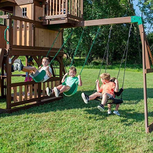 Backyard Discovery Skyfort All Cedar Swing Set, Elevated Covered Wood