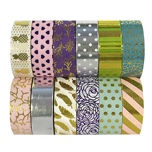 Allydrew A70053 Washi Tapes Decorative Masking Tapes, Set of 12, ADSET61