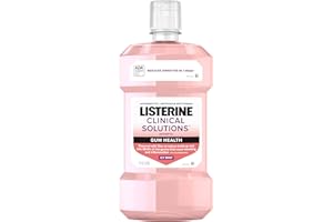 Listerine Clinical Solutions Gum Health Antiseptic Mouthwash, Antigingivitis & Antiplaque Oral Rinse Helps Prevent Buildup & Immediately Kills Germs for Healthier Gums, ICY Mint, 1 L