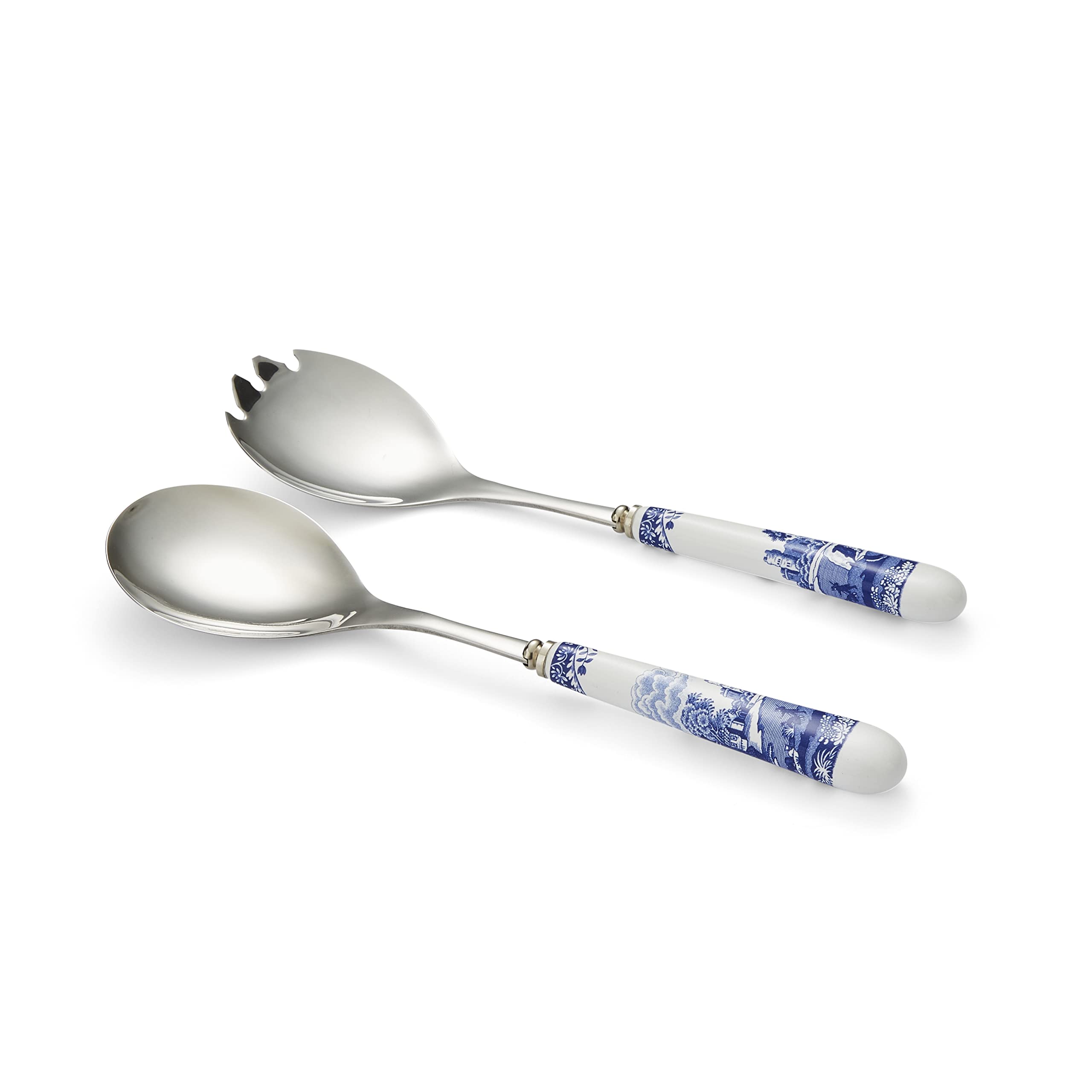Photo 1 of ***ONLY 1*** Spode Blue Italian Collection Salad Servers | 2 Piece Spoon and Fork Set | 10 Inch | Blue and White | Made of Porcelain and Stainless Steel | Italian Countryside Design