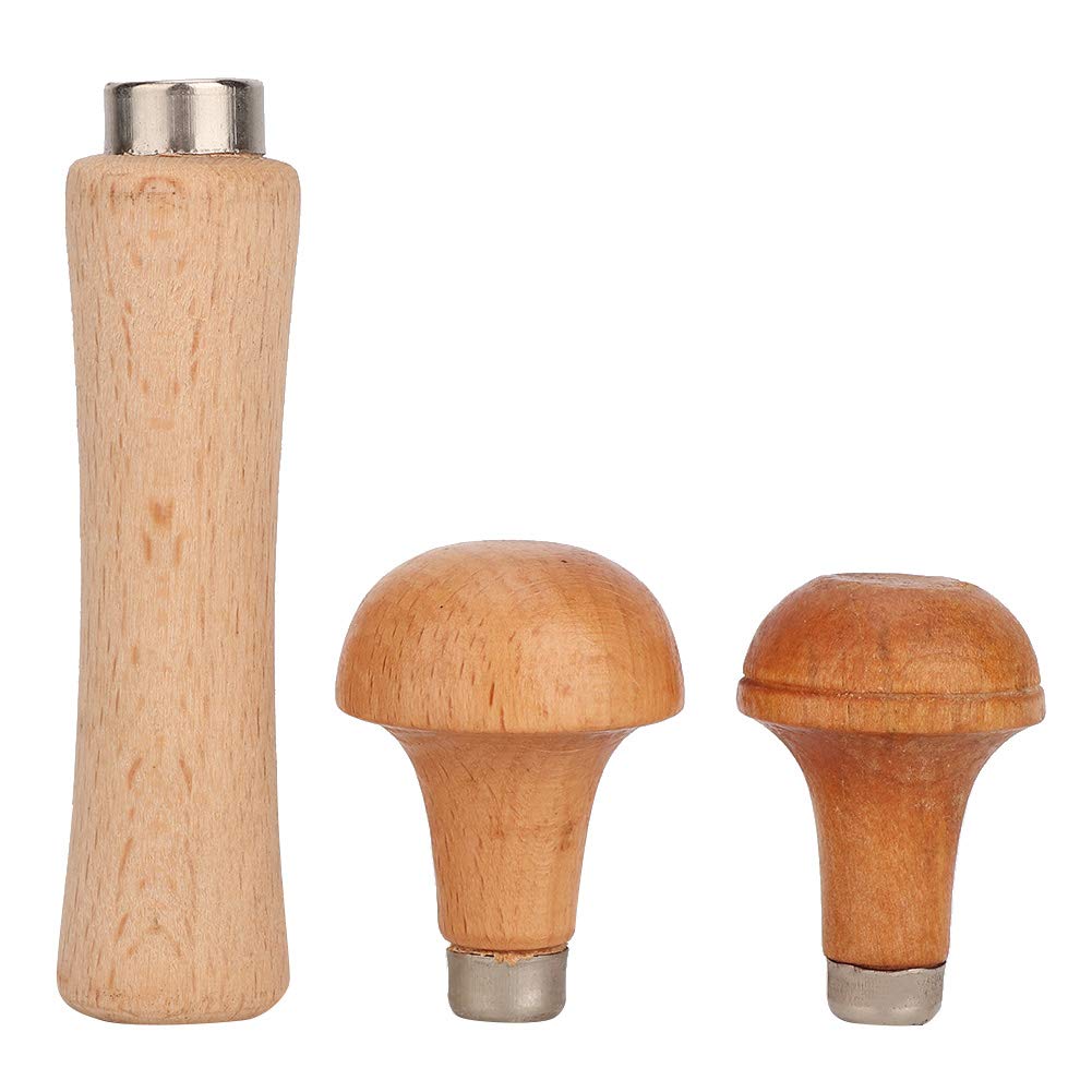 Salmue 3pcs Wooden Handle for File Cutting Tool Craft DIY Hand Tools Screw-on Wooden File Handle for Shaving and Debarking Wood Carving