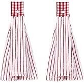 Vimeet 2 Pcs Kitchen Cotton Classical Striped Towel/Absorbent Towel/Hanging Towels/Hand Towel,Red Stripes