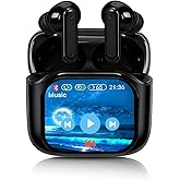 Handzee Smart Earphones with Touchscreen, Touch Screen Earbuds, Wireless Headphones Bluetooth 5.4, Touch Buds with LED Screen, ANC/ENC Noise Cancelling, 48H Playtime, for Work, Sport (Black)