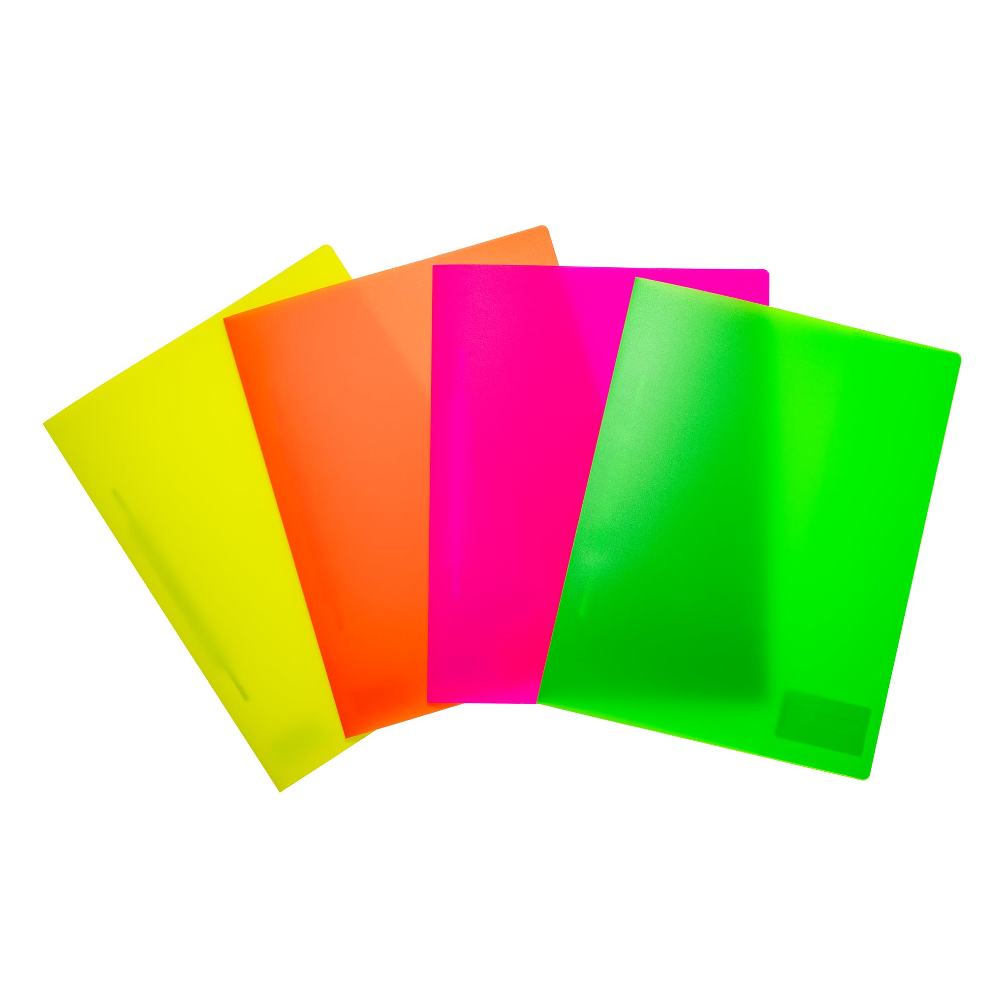HERMA 19640 File Folder A4 Translucent Neon Assortment, Pack of 12, Plastic Folder with Labelling Label, Slip Pocket & Metal Stapling Tongue, Plastic File Folder Set for School and Office