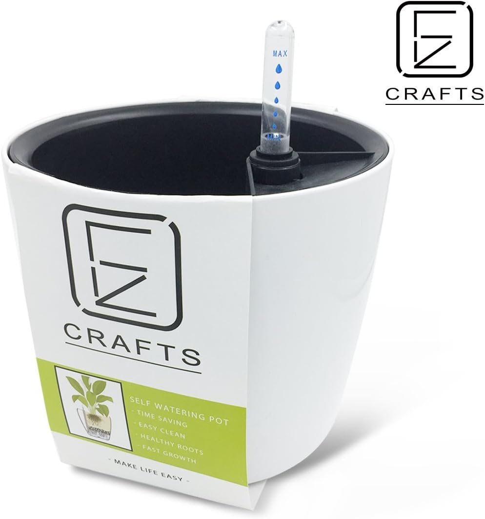 EZ Crafts - Automatic Watering System Self Watering Planters Pots Containers Probes - Height 6", Dia 7"