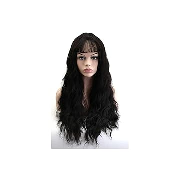 Amazon Com Aproudrose Ultra Thin Bangs Long Curly Wig Synthetic