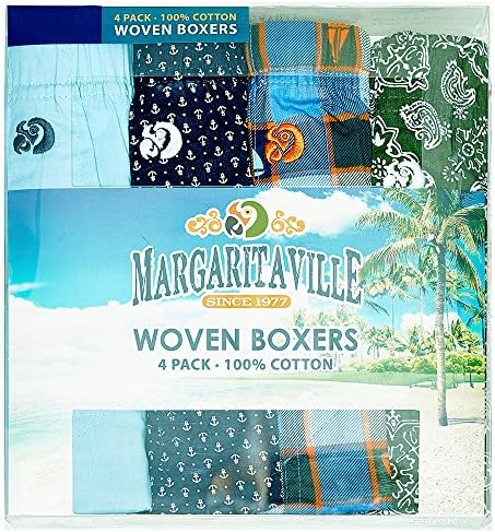 Margaritaville Men's 4 Pack Cotton Boxer Short,Blue Combo,XX-Large