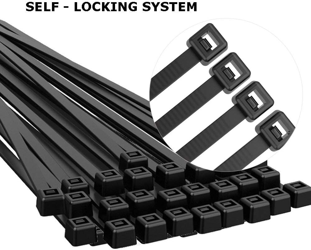 Cable Ties, sinzau 300mm X 7.6mm Heavy Duty Nylon Cable Ties Wraps for Home Office Garage, 50Pcs White and 50Pcs Black, Pack of 100 - Image 5