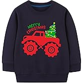 Sineeko Boys Girls Christmas Sweatshirt Long Sleeve Kids Xmas Toddler Tops Santa Elk Dinosaur Pullover for 3-8T