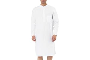 Lars Amadeus Men's Nightshirt Sleep Shirt Banded Collar Henley Shirt Pajamas Nightgown