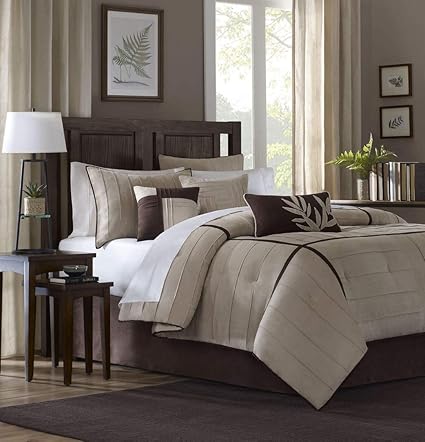 Amazon Com Kup 7 Pc Beige Beautiful Comforter Set Queen
