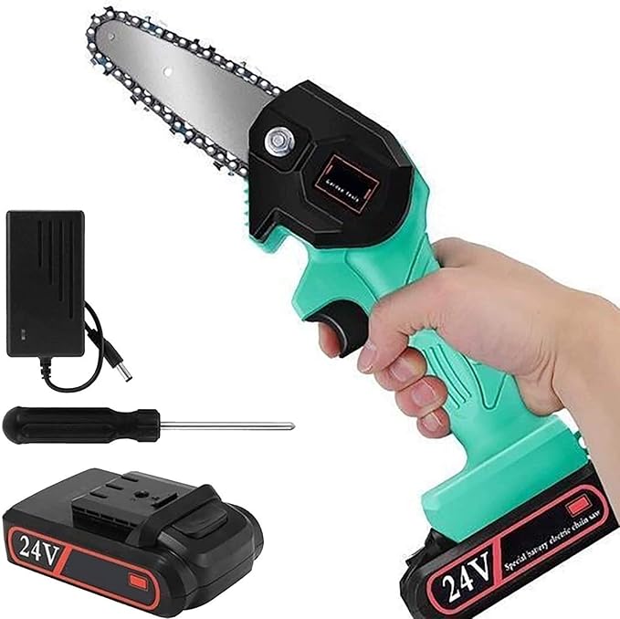 Mini Chainsaw 550W Mini Chainsaw 4Inch Rechargeable Batteries Cordless