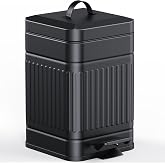 CEROELDA Small Trash Can with Lid-1.3 Gal-Dog Poop Trash Can Outside-Black | Soft-Close Lid, Step Pedal, Odor Control, Stainless Steel Dog Poop Garbage Can, Dog Waste Bin for Outdoor Backyard, Indoor