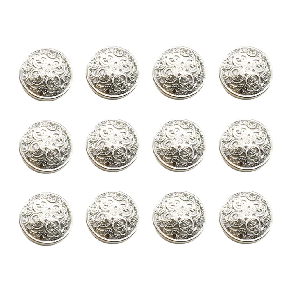 Ciieeo Metal Hollow-Out Buttons 30Pcs 20Mm Silver Sewing Fasteners for Jackets Coats DIY Craft Decoration