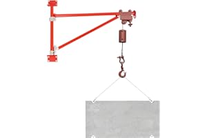 Heavy-Duty Wall Mount Jib Crane, 180° Rotation, 440 lb Capacity, Durable Steel Construction, Electric Hoist Lifting Arm & Red
