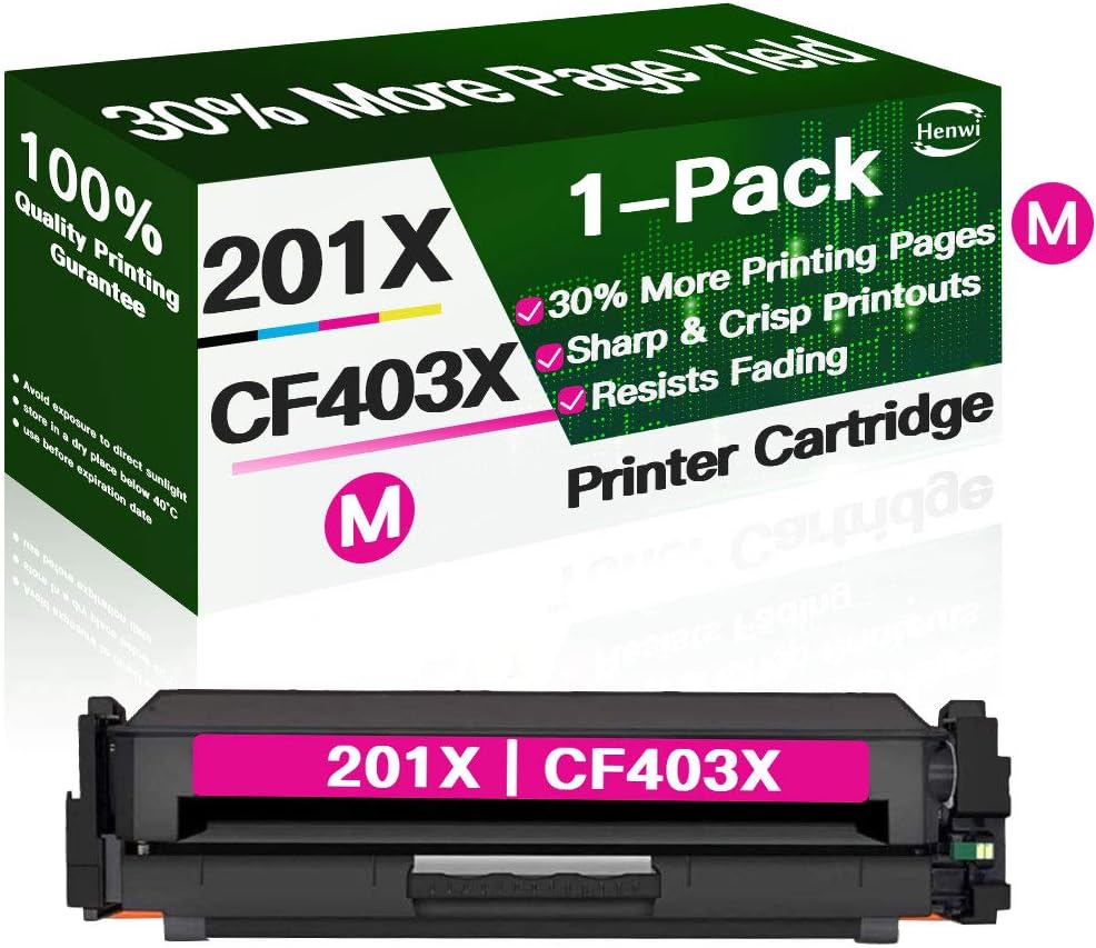 Compatible Magenta 201X CF403X Toner Cartridge CF403A 201A High Yield Used for HP Color Laserjet Pro MFP M252dw M277 M277c6 M277dw 277dw (1-Pack), Sold by Henwi