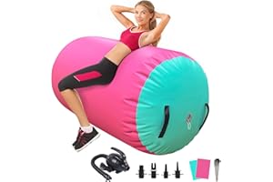 GYUEM Air Roller Gymnastics Barrel Inflatable Tumbling Roller Air Mat Octagon Mat with Electric Pump for Backhandspring Training Cheerleading Home Use