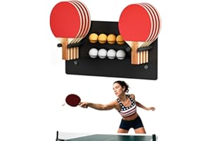 Artibear Ping Pong Paddle Holder, Wall Mounted Metal Magnetic Table Tennis Storage Rack Holds