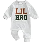 pengnight Newborn Baby Boys Girls Romper Long Sleeve Lil Bro Letter Print Solid Color Bodysuit Jumpsuit