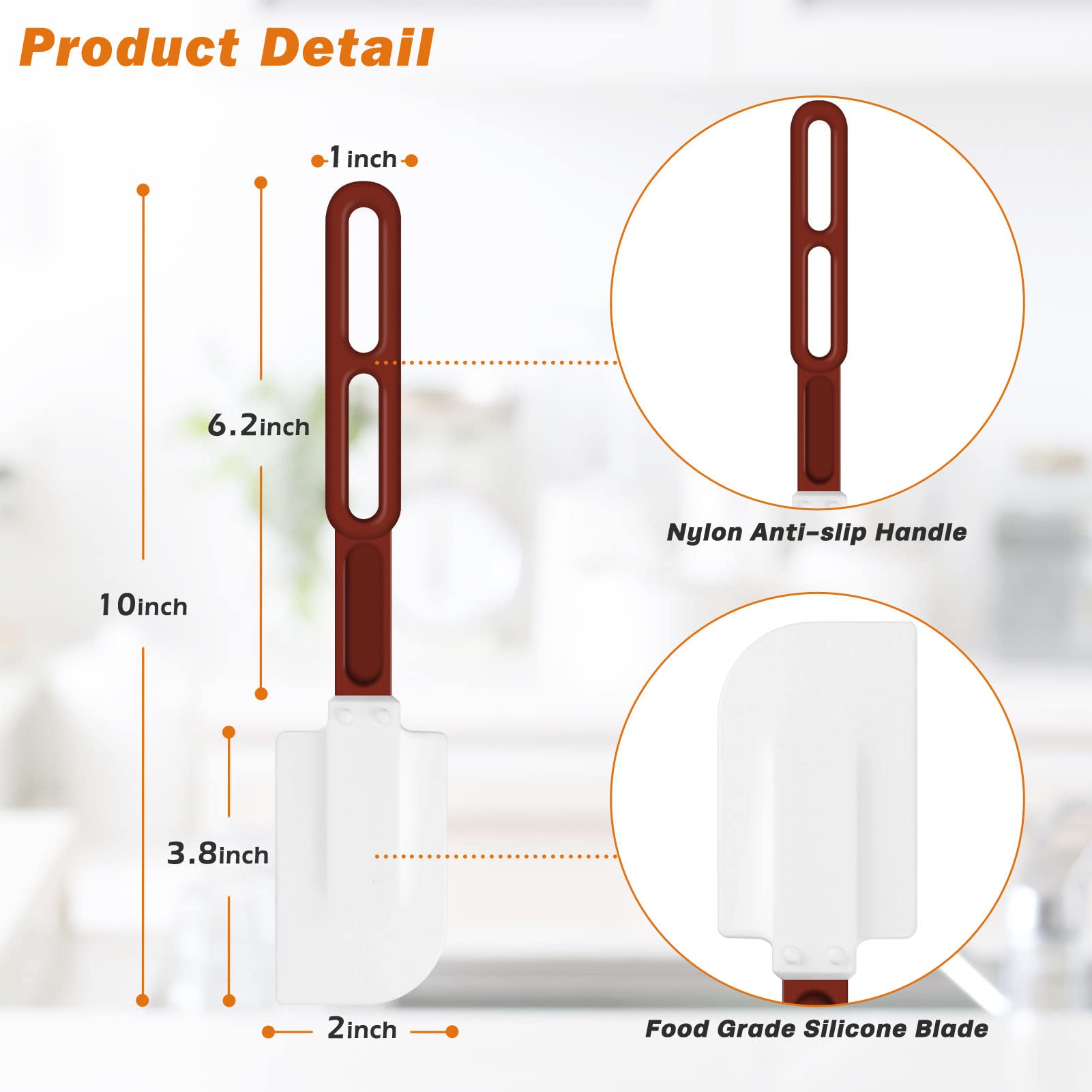 High-Temp Silicone Spatulas, 10'' Commercial Spatula 500°F Heat-Resistant Non-Stick Silicone Scraper, Set of 2 (10-Inch, NSF)