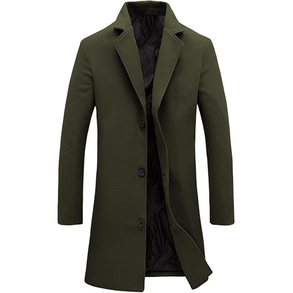 CHARTOU Men's Thermal Single Breasted Wool Blend Coat Business