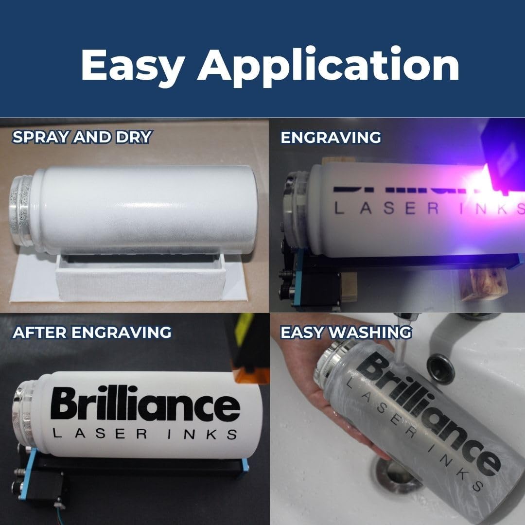 Brilliance Laser Inks 12 Oz Laser Marking Spray - Black, Permanent High Contrast Metal Marker Aerosol for Fiber, YAG, Diode, and CO2 Laser Engraver Machine, BLI101
