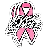 3 Pcs Fuck Cancer Sticker, Breast Cancer Stickers, Breast Cancer Awareness Pink Ribbon Decal Inspirational Cancer Quote - Vinyl Sticker 3x3 for Water Bottles Laptop Phone Car Helmet (Fuck Cancer 3)