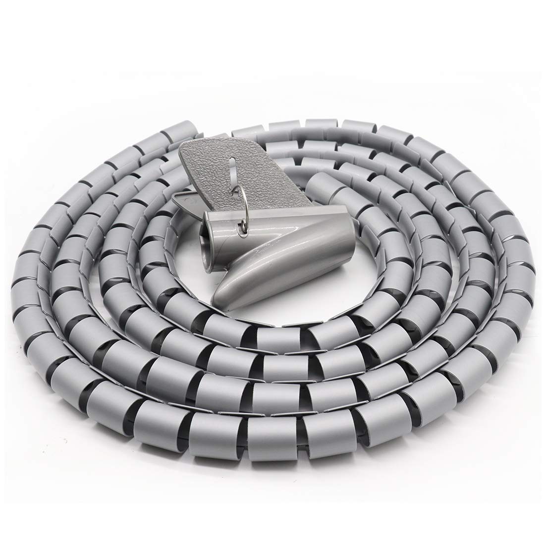 Derbway Cable Organisers 2M, Spiral Binding Wrapping Wire Tube, Wire Wrap Wire Organizer for TV and Computer Cable at Home or Office (Gray)