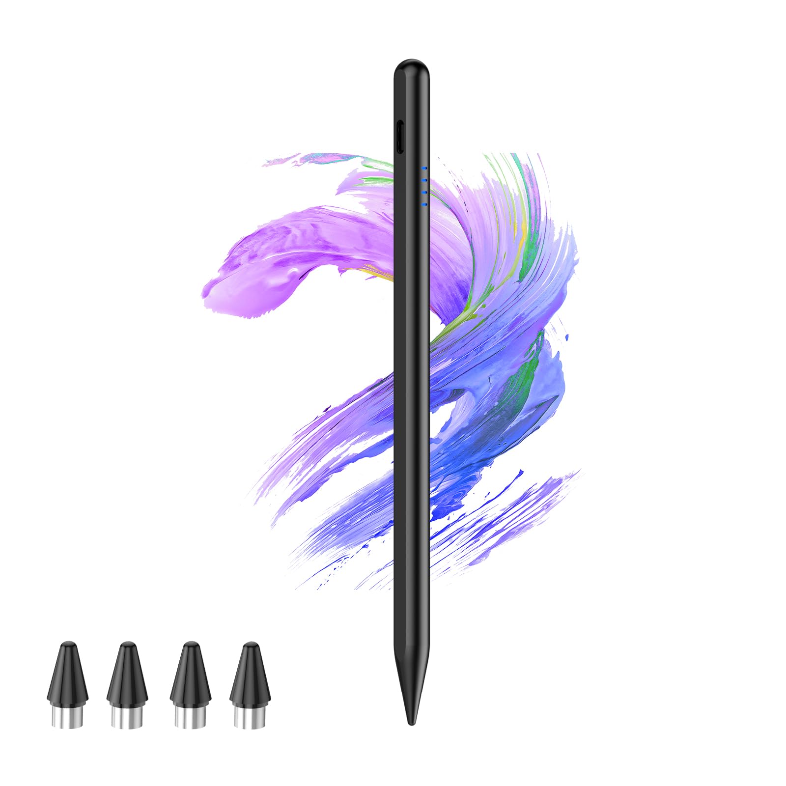 Photo 1 of Stylus Pen for Android Touchscreen with 4 POM Tips, Kenkor Active Digital Stylus Pens for iPhone, Magnetic Tablet Pen Compatible with iPhone/Samsung/Huawei/Vivo Writing & Drawing - Black