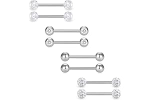D.Bella 14G 14mm 16mm Tongue Rings Nipple Straight Barbells Surgical Steel Body Piercing Jewelry