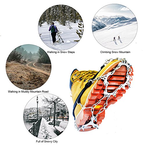 RENHAIGY Traction Ice Cleats Crampons Ice Snow Grips for Hiking Walking Climbing Fishing Jogging with Anti-Slip Microspikes Stainless Steel Spikes - Thumbnail 6