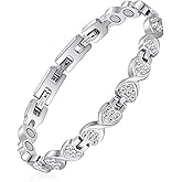Feraco Magnetic Bracelets for Women with 3800 Gauss Effective Magnets, Stainless Steel Bracelet with Sparkling Zirconia, Infinite Symbol