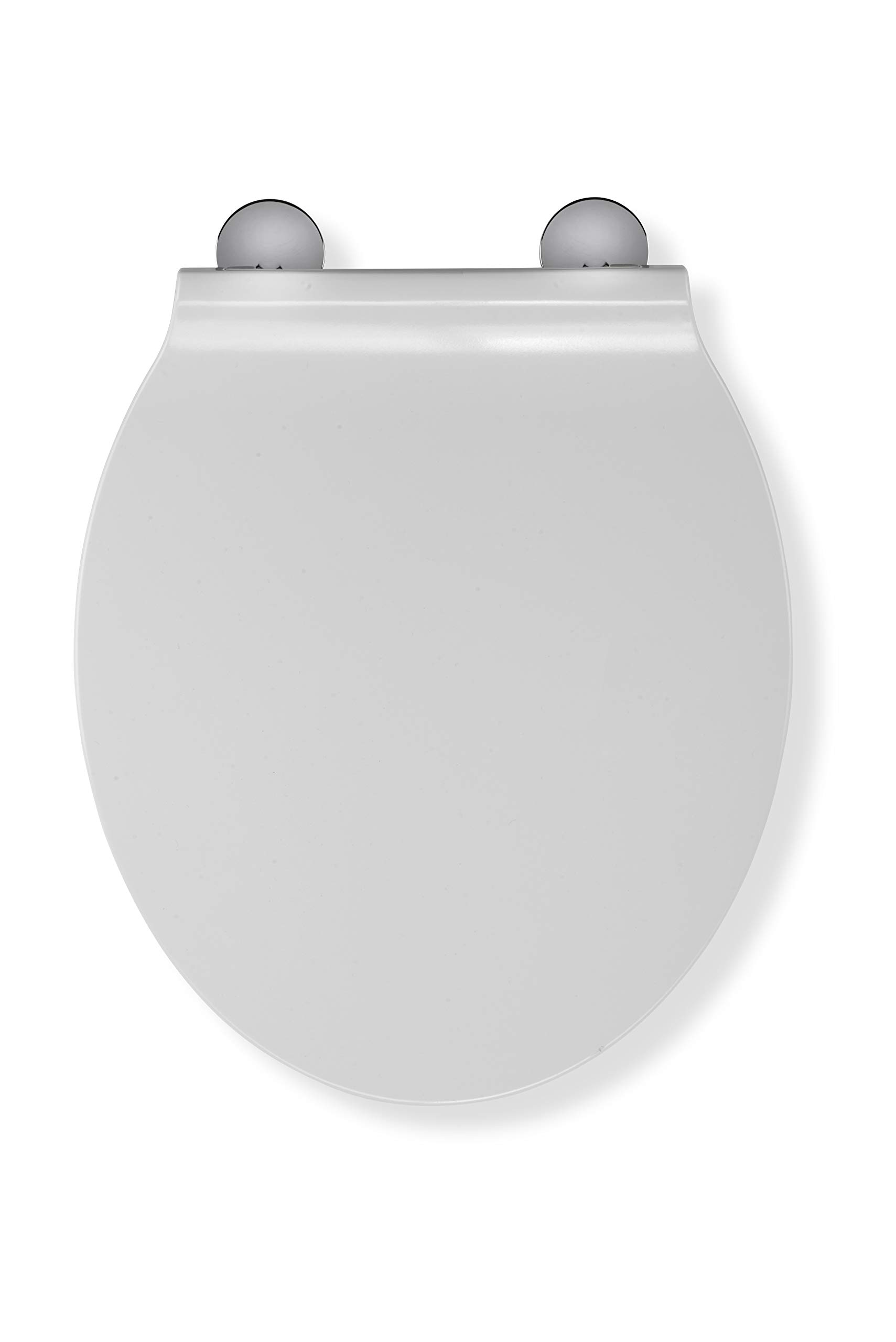 Croydex Victoria Flexi-Fix Slim Line White Toilet Seat - Durable Thermoset Plastic with Adjustable Hinges, Rust Free Chrome Plated Hinge Covers and an Antibacterial Treated Surface (White)
