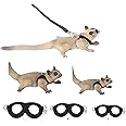 MANON ROSA Sugar Glider Harness & Leash Set - Escape-Proof 3-Piece Adjustable Vest for Squirrels Rats Mice Mouse & Small Animals - Hamster Gerbil Walking Gear, Pet Toy Accessories, Black