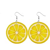 Lemon Dangle Earrings for Women – Lightweight Acrylic Fruit Earrings, Summer Vacation Jewelry, Cute Lemon Jewelry