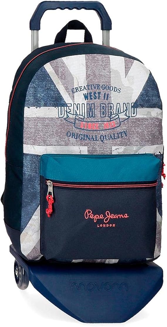 Pepe Jeans Ian Backpack with Trolley Blue 32x44x15 cms Polyester 21.42L