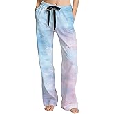 domirica Women Boho Pajama Pants Wide Leg Drawstring Elastic Waist Soft Comfy Loose Fit Trendy Casual Plus Size Trousers