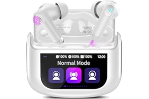 Wireless Earbuds, Bluetooth 5.4 Headphones with Multifunctional Touch Screen, 48H Bass Stereo Ear Buds with ANC/ENC Noise Can