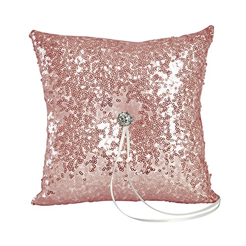 Ivy Lane Design Elsa Shiny Sequin Ring Pillow, Mauve
