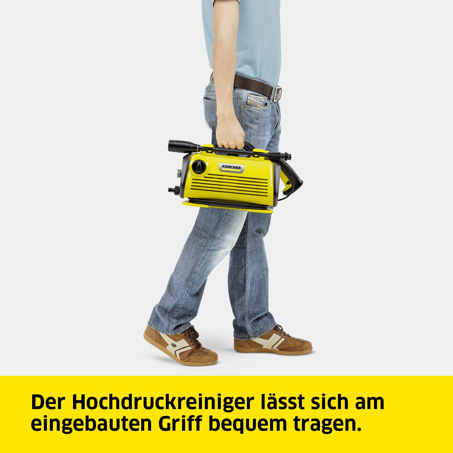 Kärcher Hochdruckreiniger K 3 Horizontal Plus, Druck: max. 120 bar, Fördermenge: 380 l/h, Flächenleistung: 25 m²/h, Gewicht: 4,8 kg, Hochdruckschlauch und -Pistole, Dreckfräser, Strahlrohr 4