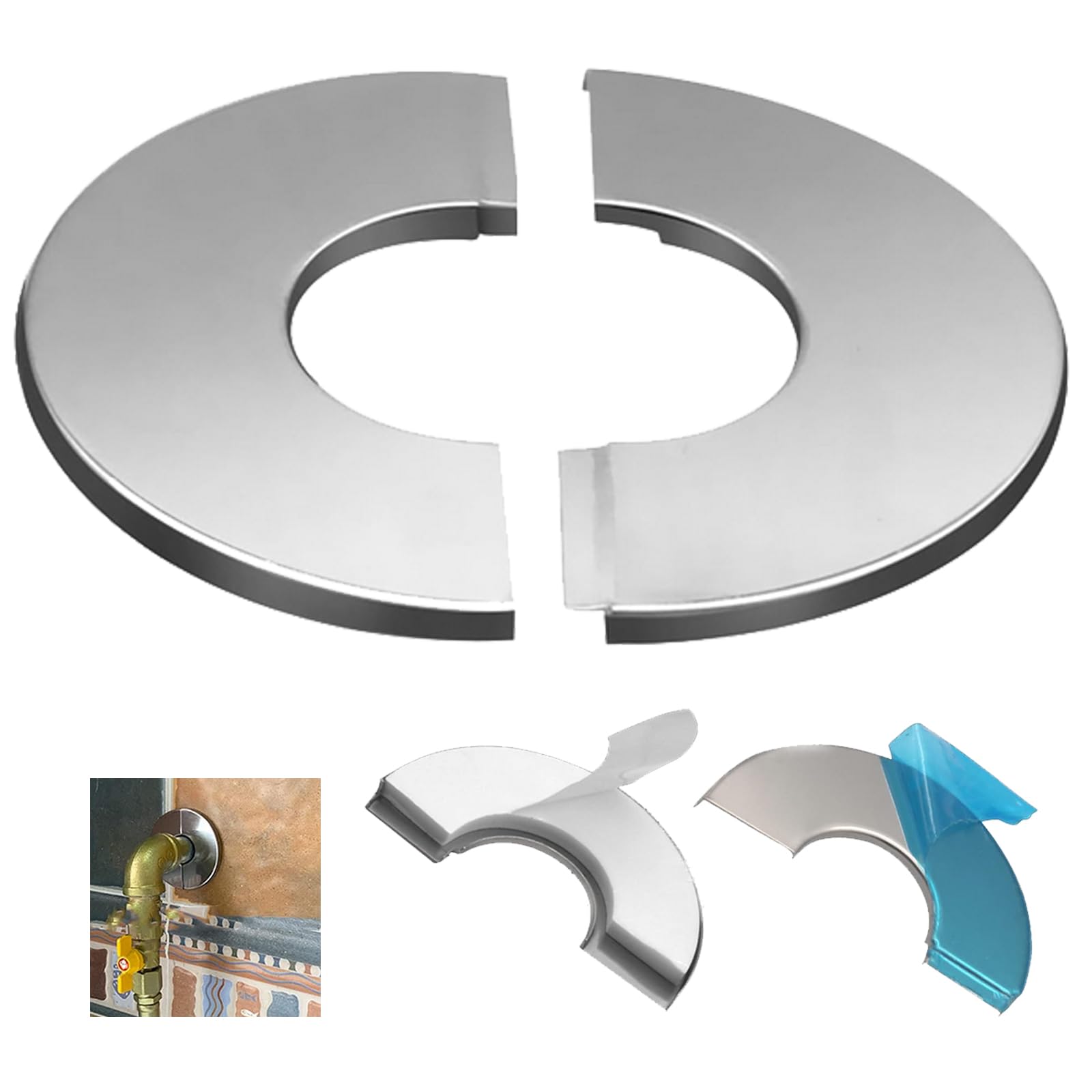 Rosette Stove Pipe, Stainless Steel Pipe Collars, Stainless Steel Flue Pipe, Chimney Attachment, Stove Pipe, Exhaust Pipe, Rosette Split Cover Trim Pipe Collars for Taps, Pipes, Radiator Pipes (125 mm